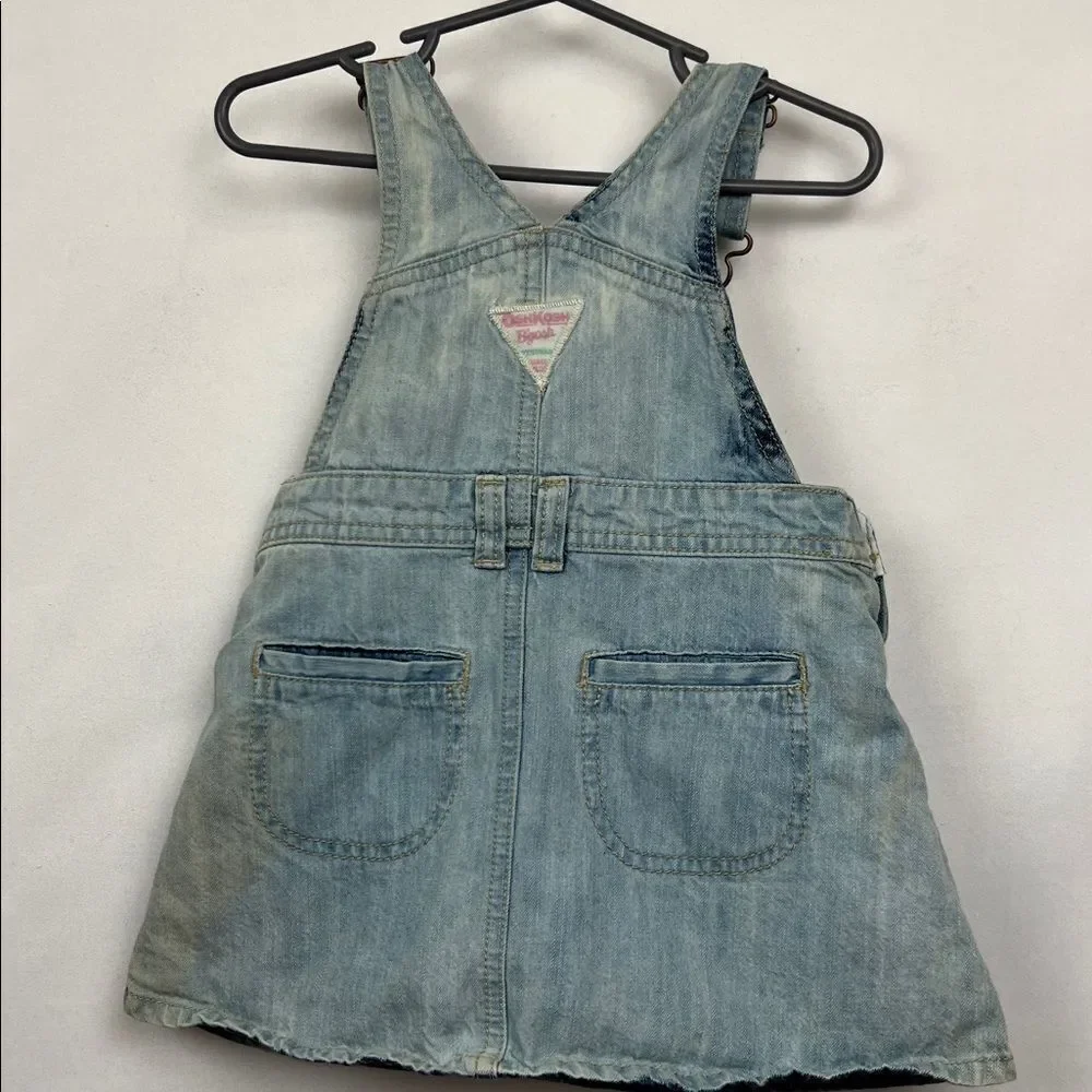 OshKosh B’Gosh embroidered and faded denim overall dress size 24 months
